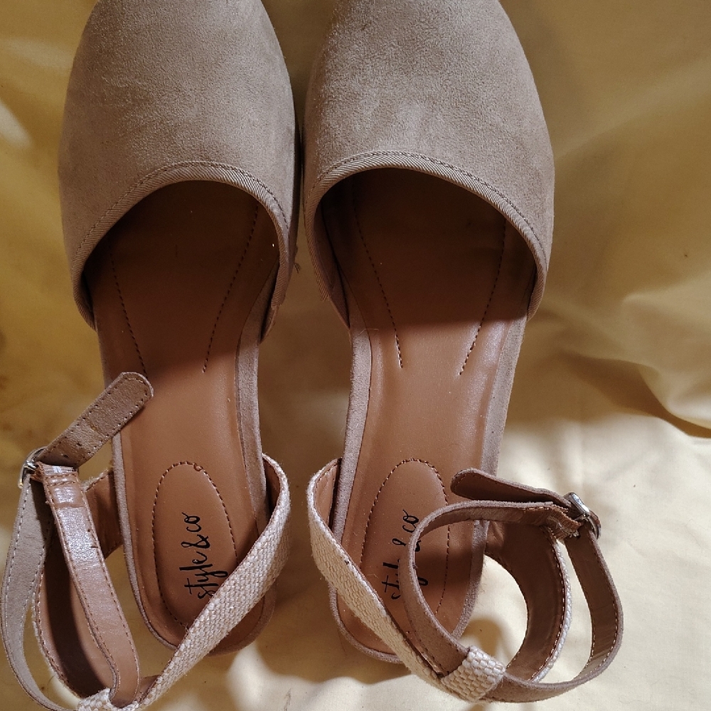 Style & Co. Tan Wedge Shoes with Ankle Strap